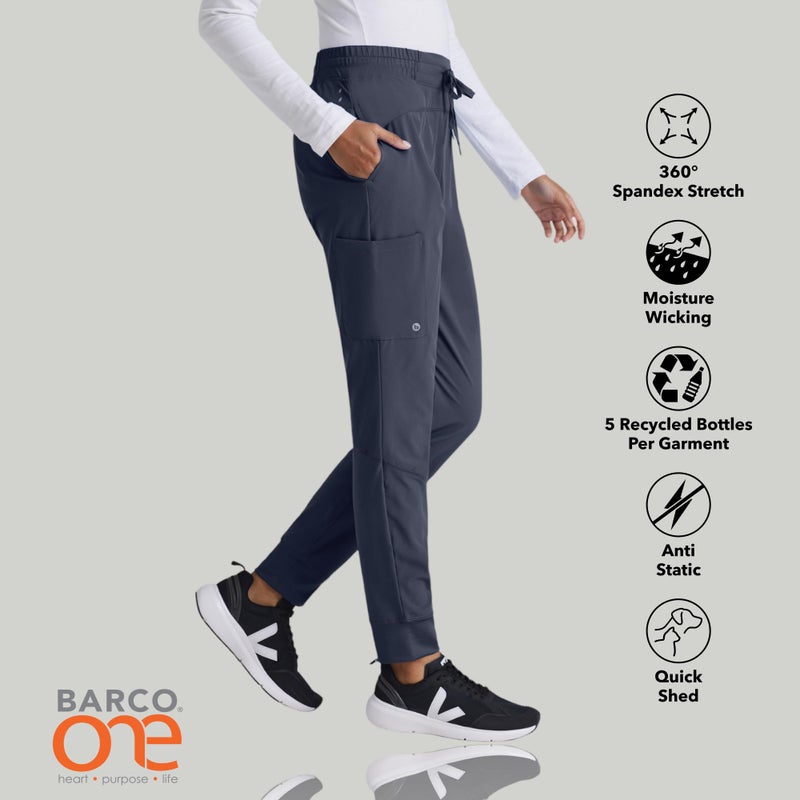 BARCO One Boost Classic Fit Scrub Jogger for Women â€“ Steel, 3-Pocket Mid-Rise Pants w/ 360 Spandex Stretch, Moisture Wicking, Anti-Static and Quick-Shed â€“ Small, Tall Fit - Image 3